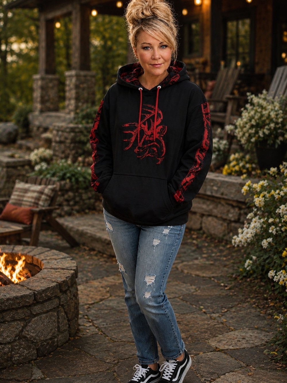 Legendary Whitetails Black Hoodie with Red Graphic Accents